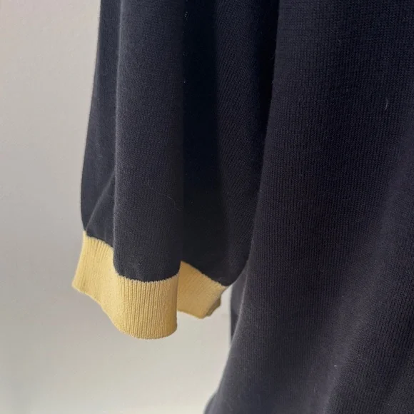 Men’s Massimo Dutti Dark Blue Sweater Tee with Yellow Accents and Gray Trim - Picture 3 of 6